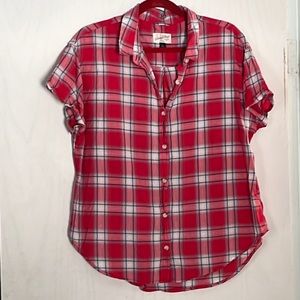 Universal Thread XL Red Plaid Button Up Short Sleeve Shirt